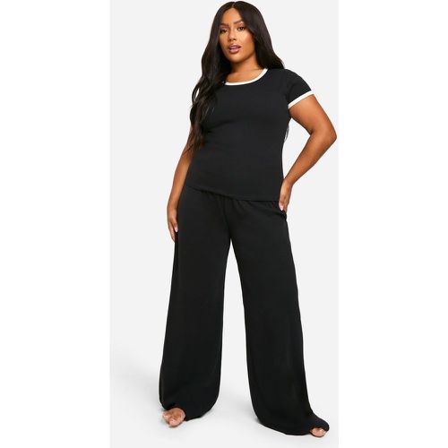 Pantaloni da casa Plus Size a coste a gamba ampia - boohoo - Modalova