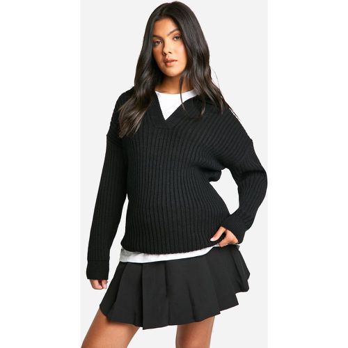 Maglione Premaman in maglia morbida a coste ampie con colletto - boohoo - Modalova