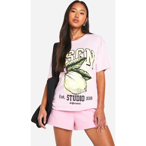 T-shirt oversize Dsgn Studio Lemon stile Varsity - boohoo - Modalova