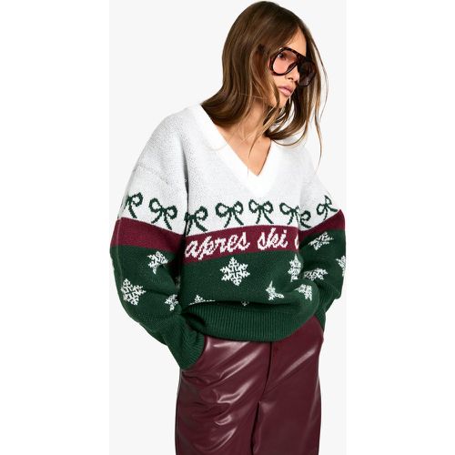 Jersey Premium Navideño De Punto Con Grecas Y Escote De Pico - boohoo - Modalova