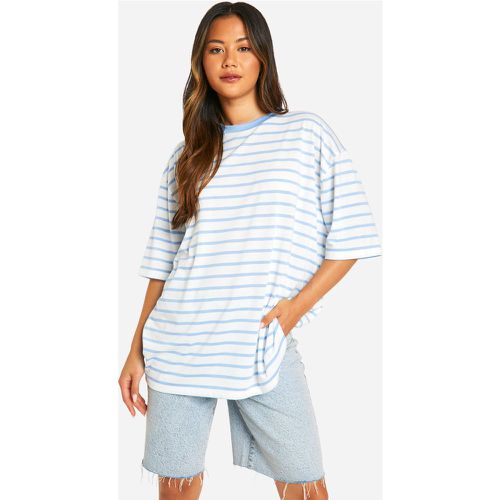 Oversized Stripe T-Shirt, Azul - boohoo - Modalova