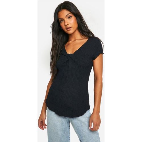 T-shirt Premaman con trama e nodo frontale - boohoo - Modalova