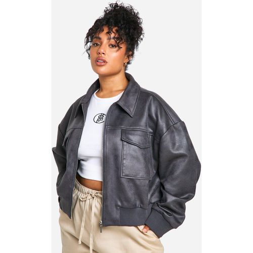 Chaqueta Plus Bomber De Ante Sintético - boohoo - Modalova