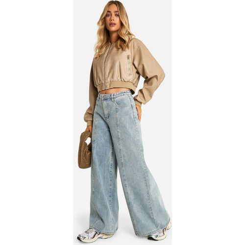 Jeans a gamba super ampia in denim con cuciture - boohoo - Modalova