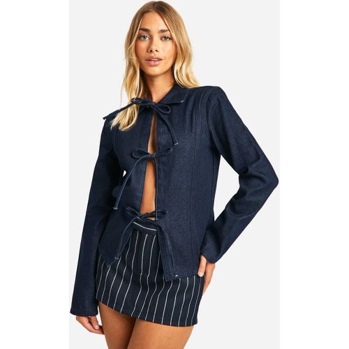 Camisa Chaqueta Vaquera Con Atadura Frontal Y Lazo - boohoo - Modalova