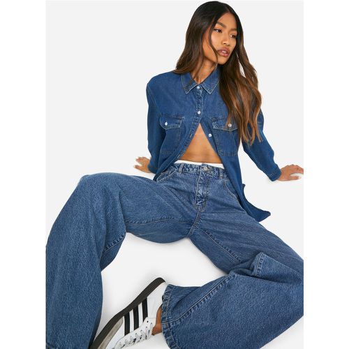 Jeans a gamba ampia Basics a vita alta - boohoo - Modalova