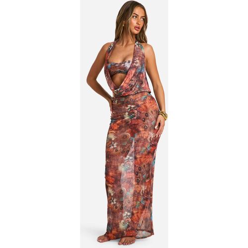 Vestido Maxi Para La Playa Con Escote Plisado Y Estampado De Mariposas - boohoo - Modalova