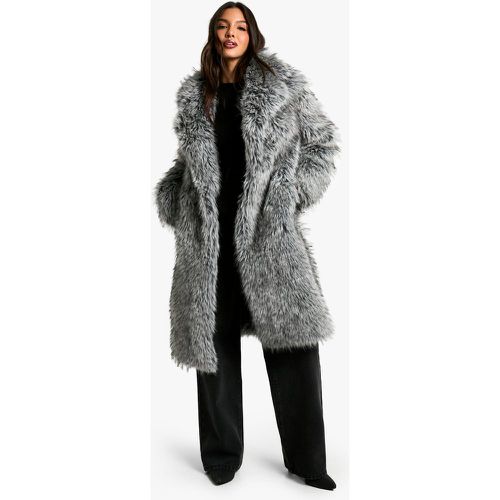 Cappotto longuette Premium effetto vintage con righe in pelliccia sintetica - boohoo - Modalova