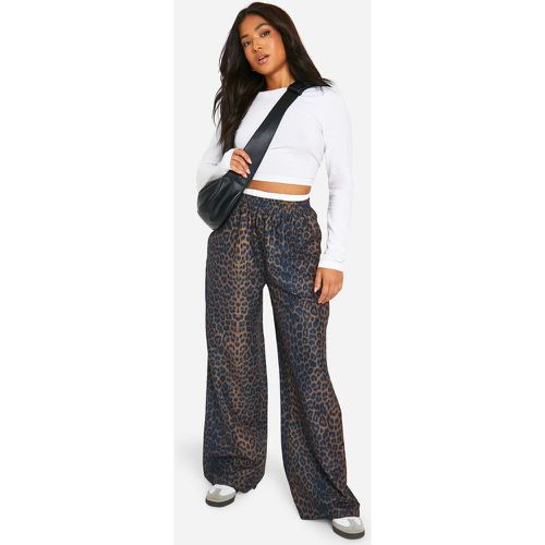 Pantalón Petite De Leopardo Con Cintura En Contraste - boohoo - Modalova