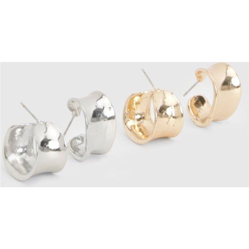 Pack De 2 Pares De Pendientes De Aro Gruesos De Metales Mixtos - boohoo - Modalova