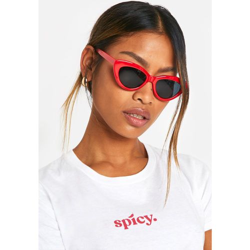 Cat Eye Red Frame Sunglasses, Rojo - boohoo - Modalova
