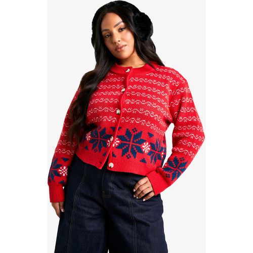 Cardigan Plus Size Premium in maglia con motivi Fairisle - boohoo - Modalova