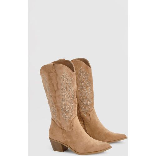 Stivali Western al ginocchio con ricami - boohoo - Modalova