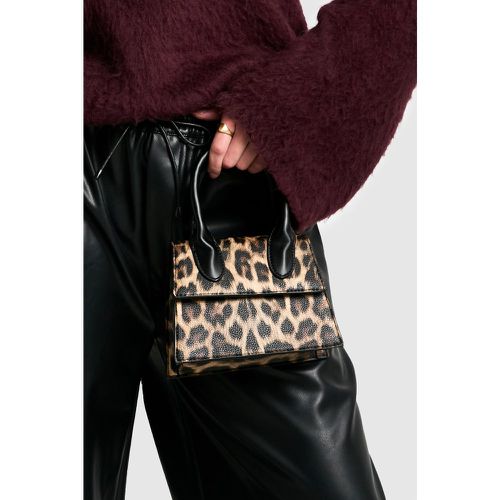 Bolso De Mano Con Cadena Y Estampado De Leopardo En Contraste - boohoo - Modalova