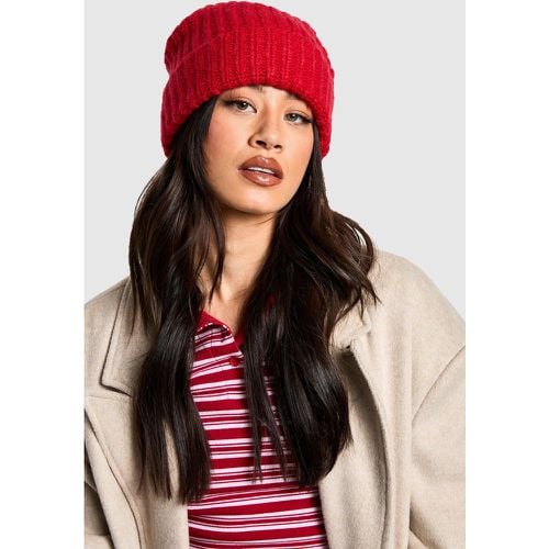 Berretto Beanie in maglia spessa a coste - boohoo - Modalova