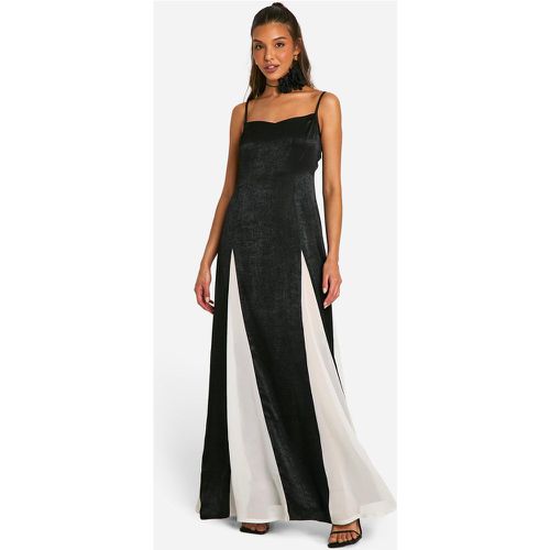 Vestito maxi Godet in raso a contrasto - boohoo - Modalova