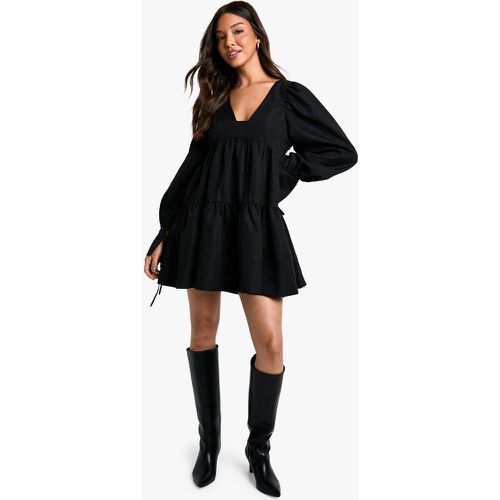 Vestido Holgado Escalonado Con Mangas Abullonadas - boohoo - Modalova