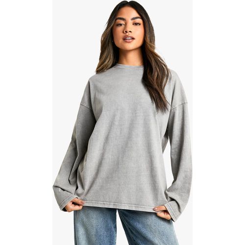 Top Oversize De Manga Larga Con Lavado De Ácido - boohoo - Modalova