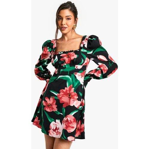 Vestido Mini Estilo Mesonera Estilo Corsé Con Estampado De Flores - boohoo - Modalova