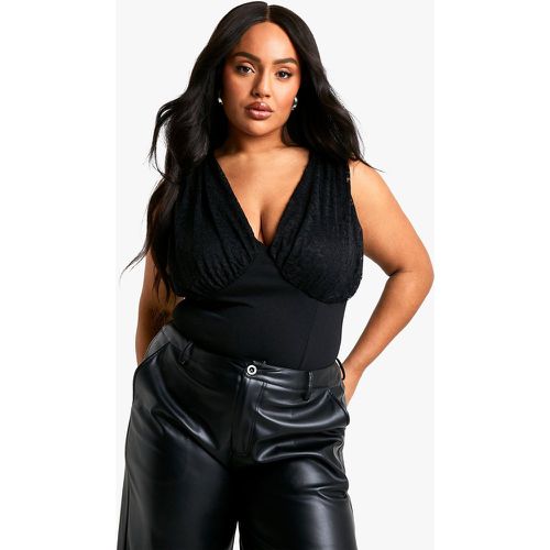 Body Plus Size in pizzo Stretch con coppe - boohoo - Modalova