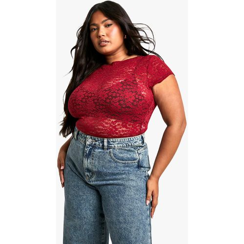 Top Plus De Encaje Con Mangas Casquillo - boohoo - Modalova