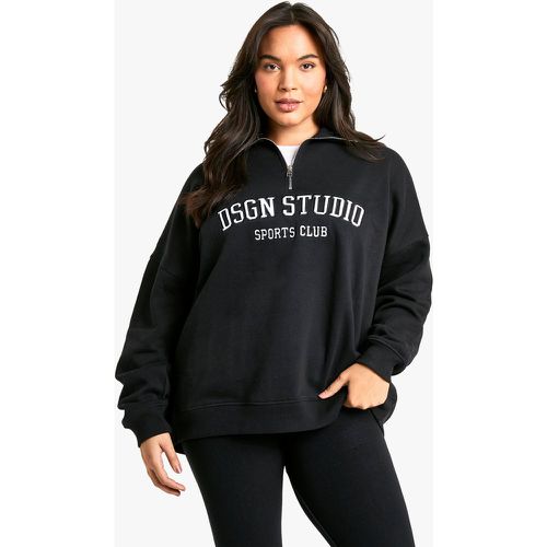 Sudadera Plus Oversize Con Aplique Dsgn Studio Y Cremallera A La Mitad - boohoo - Modalova