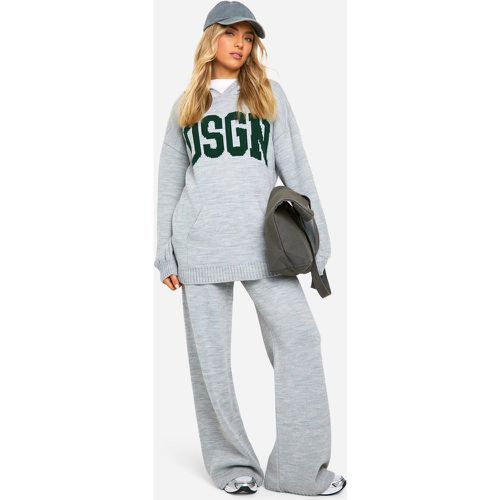 Set felpa oversize DSGN con cappuccio & pantaloni a gamba ampia - boohoo - Modalova