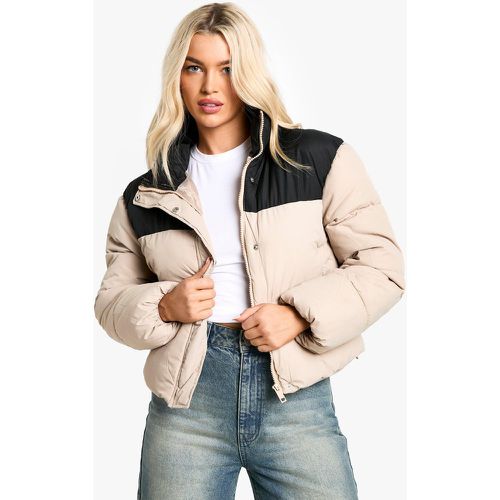 Piumino a contrasto, Beige - boohoo - Modalova