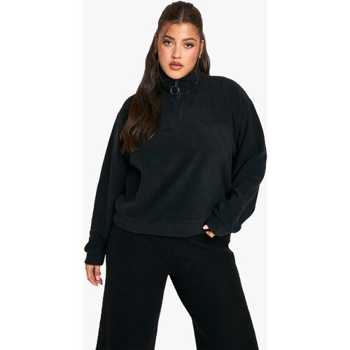 Felpa Plus Size in fleece con zip media - boohoo - Modalova