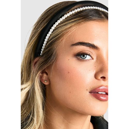 Diadema De Raso Doble Con Perlas - boohoo - Modalova