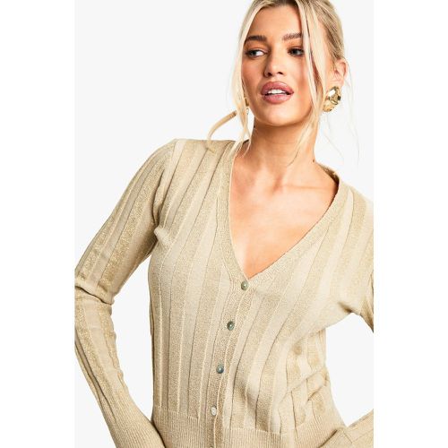 Cardigan in maglia a coste spesse in Lurex - boohoo - Modalova