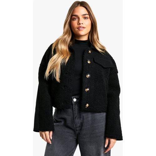 Chaqueta Petite Efecto Lana Con Detalle De Borreguito Sintético - boohoo - Modalova