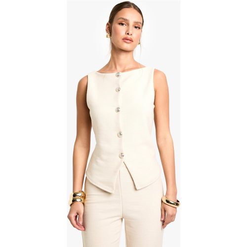 Gilet con trama e bottoni, Bianco - boohoo - Modalova