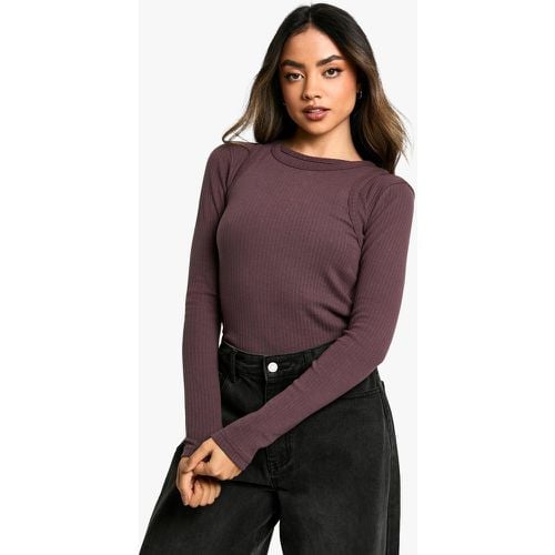 Layer Rib Long Sleeve Top, Purple - boohoo - Modalova