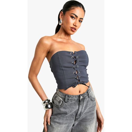 Corsetto in bengalino con laccetti frontali - boohoo - Modalova