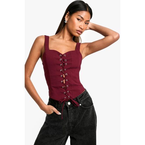 Top Estilo Corsé De Bengalina Con Tiras Cruzadas - boohoo - Modalova