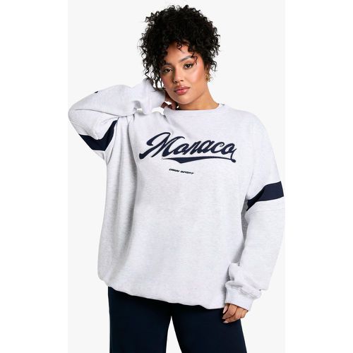 Sudadera Plus Oversize Con Cuello De Caja Y Aplique Monaco - boohoo - Modalova