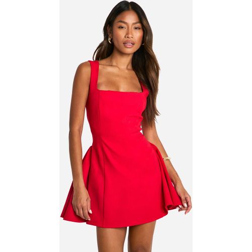 Vestido Mini Con Escote Cuadrado Y Falda Con Vuelo - boohoo - Modalova