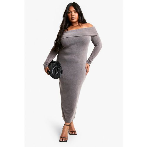 Vestito maxi Plus Size in due toni a colonna con spalle scoperte - boohoo - Modalova