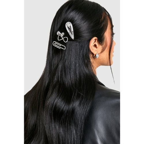 Pack De 3 Pinzas Para El Pelo Plateadas Con Incrustaciones - boohoo - Modalova