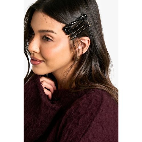 Pack De 2 Pinzas Para El Pelo Negras Con Incrustaciones - boohoo - Modalova