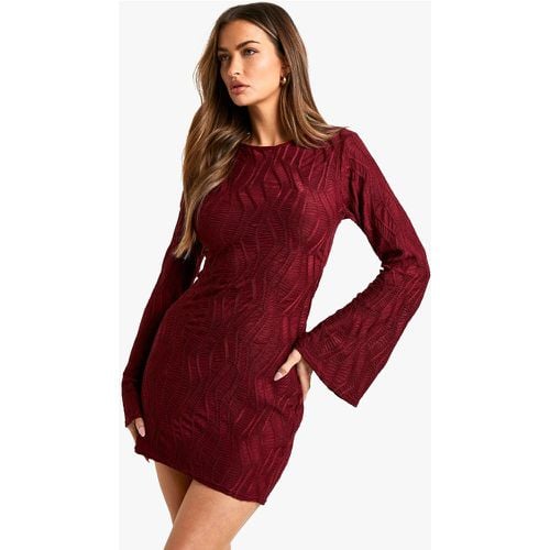 Vestido Mini Texturizado Con Mangas Acampanadas - boohoo - Modalova