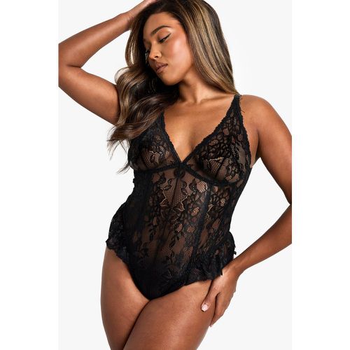 Body Plus Size in pizzo con arricciature - boohoo - Modalova