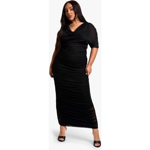 Vestito longuette Plus Size con scollo a cappuccio e ruches - boohoo - Modalova