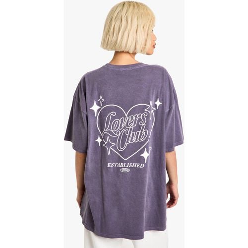 Camiseta Oversize Sobreteñida Con Eslogan Lovers Club - boohoo - Modalova