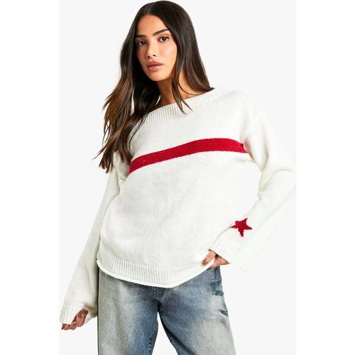 Maglione Petite in maglia a righe e stelle - boohoo - Modalova