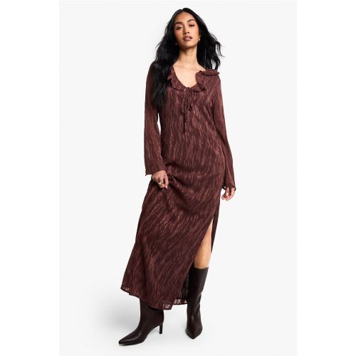 Vestido Maxi De Jacquard Con Volante Y Abertura Lateral - boohoo - Modalova