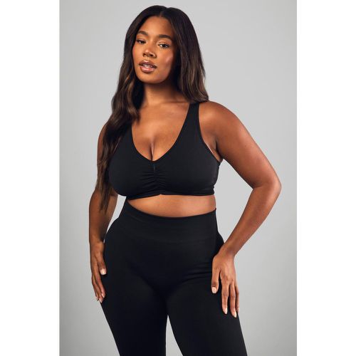 Reggiseno sportivo Plus Size Premium modellante senza cuciture con ruches frontali - boohoo - Modalova