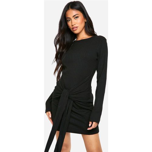 Vestido Mini De Canalé Ancho Fruncido Con Atadura - boohoo - Modalova