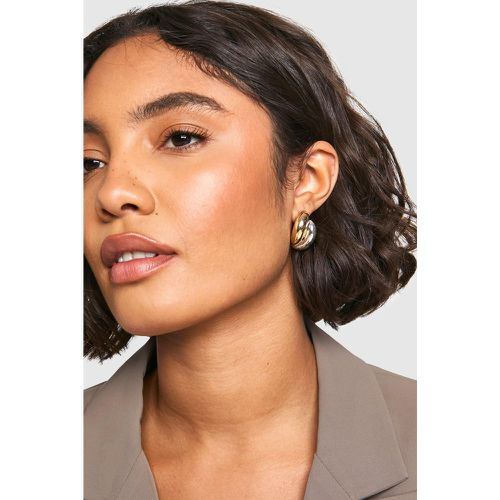 Mixed Metal Double Hoop Earrings - boohoo - Modalova